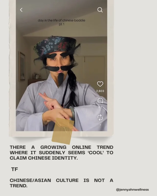 Since starting my journey in the holistic healing arts, I’ve always been skeptical of wellness trends. These trends tend to come and go-oftentimes monopolized and capitalized off of at the expense of someone else’s culture. 

Even the most recent one about “becoming a Chinese Baddie” or wellness folks of non Asia descent giving Lunar NY tips as if they have any say or knowledge about what they’re actually preaching🙄has become trendy now.

Can’t people just appreciate our culture without having to monopolize or appropriate it??

Happy Friday, yall✨