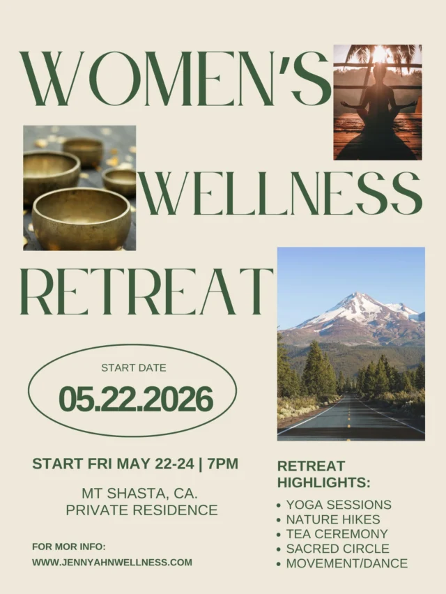 Exciting things are on the horizon this Spring🕊️

My dear friend Jun & I created this intimate retreat as an invitation for you to slow down, soften, and reconnect — Rooted in the practices of self-compassion, deep listening, and embodied awareness, our time together will explore how healing our relationship with ourselves transforms the way we show up in the world.

Through daily Yoga & Somatic Movement classes with Jun & I, you’ll be supported in nourishing both body and nervous system.

Our Sacred Circle will center on cultivating compassionate self-talk, reconnecting with the inner child, and exploring what it truly means to listen deeply😌

Surrounded by the natural beauty of Mt. Shasta, we’ll integrate our work through guided hikes and time in nature, allowing the land to support reflection, grounding, and renewal.

This retreat is intentionally intimate, with a maximum of 8 participants, creating a safe and nurturing container for meaningful connection and transformation.

We hope you can join us!!☺️

Link in Bio to Sign Up🙏🏼