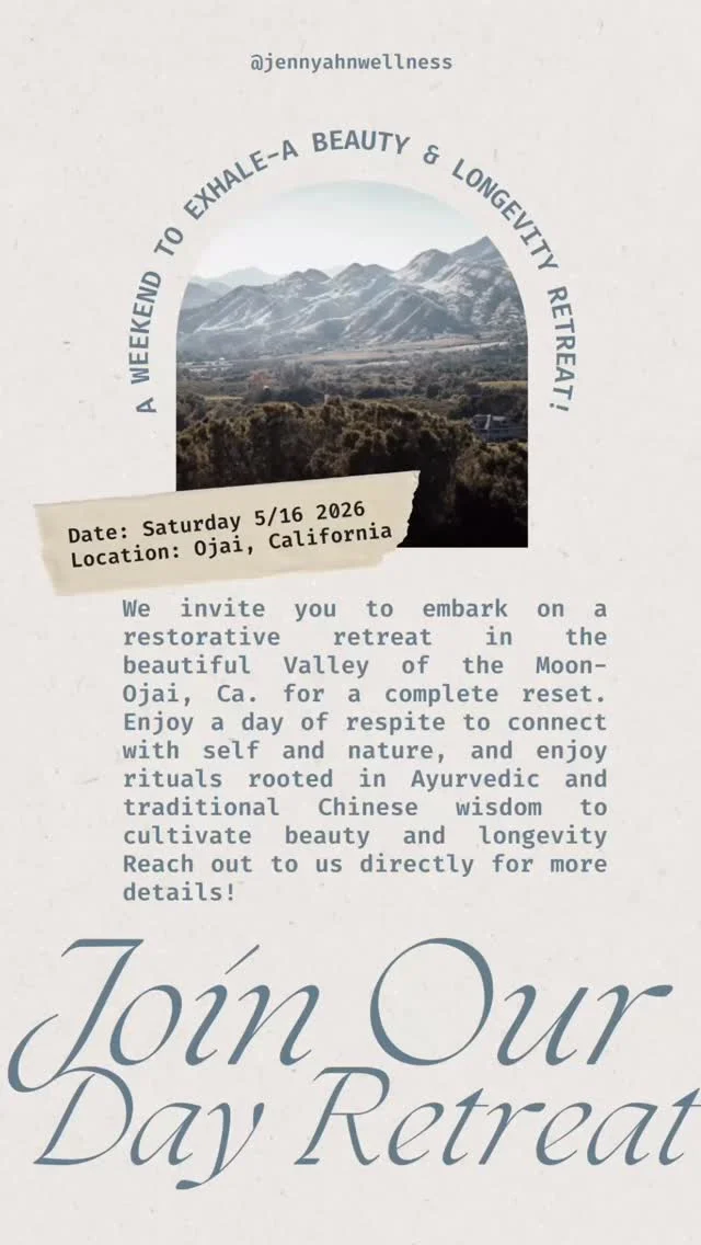 Hi friends!

I want to share something special my dear friend @anitasundara and I have curated just for you!!! We’ll be hosting a ✨Beauty & Longevity Day Retreat in Ojai, Ca- Saturday, May 16th @lightandspaceyoga 

We want to share some of the things we’ve learned and integrated on our journey that support longevity and beauty- from an Eastern lens.🕊️

Lately it’s Botox this, filler that, and im not here to judge I think everyone should do what makes them feel good- But as someone who’s always been critical of Western beauty standards and mainstream culture & ideals- I want to redefine what it means to age with grace. Because tbh, having to live up to Western beauty standards is exhausting. Especially for women! 

If you’re interested in learning how to support longevity and overall health through prevention-focused practices and traditions, I invite you to join me for a day of exploration, relaxation, and intentional unplugging. This will be an opportunity to integrate these ideas and reconnect with self and others in a calm and supportive setting.😌

I hope you’ll join us!!🕊️😘🤍

Jenny & Anita