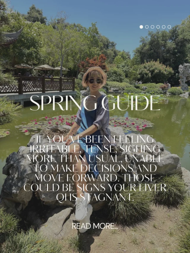 Spring is associated with the Wood Element and the organ system of the Liver in Traditional Chinese Medicine. Spring represents a whole energetic shift in the body and environment. It’s associated with renewal, movement, and the rising of Yang energy after winter’s inward, resting phase. It’s also the time when Liver Qi can easily become stagnant.

If you’ve been feeling irritable, tense, sighing more than usual, unable to make decisions and move forward. Those could be signs your Liver Qi is stagnant.

Here are a Few Ways to Support Smooth, Balanced Energy this Spring:

🌱 Move your Body Daily
Think walking, stretching, yoga, or anything that helps energy flow—not intense, just consistent.

🌱 Let your Emotions Move
The Liver is tied to regulating our emotions, particularly anger, resentment and frustration. Journaling, talking things out, or even crying can help release what’s stuck and help move things along.

🌱 Eat Light + Green
Green is the color associated with the Liver in TCM. Leafy greens, sprouts, citrus, green tea, and fresh herbs help support the Liver and keep Qi moving.

🌱 Spend time Outdoors
Nature helps regulate your system and mirrors the upward, expansive energy of Spring.

🌱 Reduce Stress + Constraint
Too much pressure (internal or external) is a major contributor to internal stagnation. Create small moments of ease where you can: Deep breaths, moments of pause, less screen time, give your eyes time to rest.

“Let things move” is the motto for Spring!🌸🌸🌸