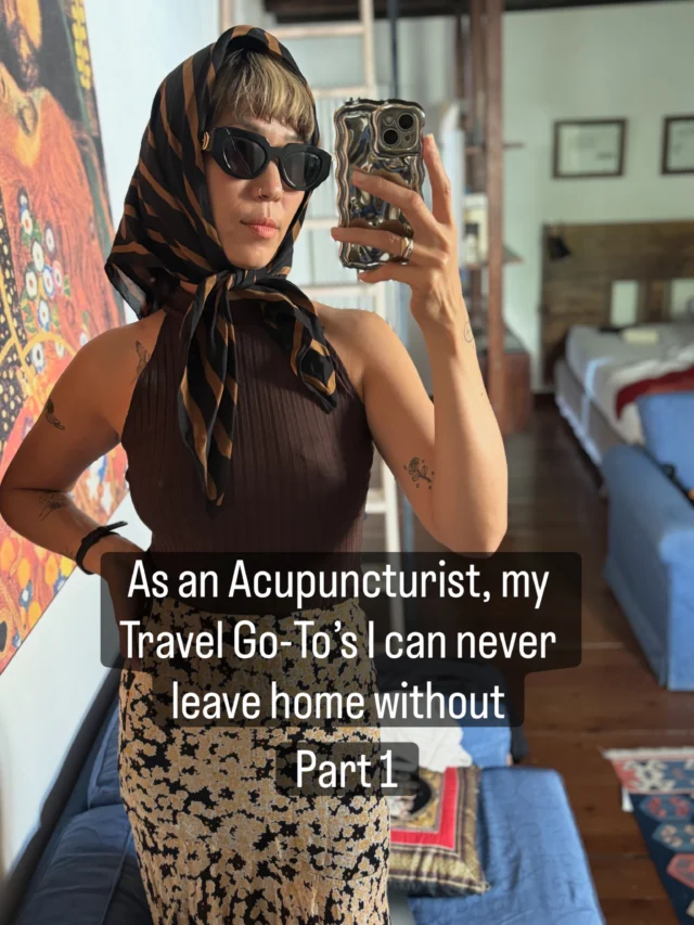 As an Acupuncturist, my Travel Go-To’s I never leave home without!☺️

I travel quite often, so I make sure to bring the essentials on top of everything else. Here’s what I’ve added and started carrying in my travel bag.👜

✔️Needles- because you never know when you’ll need them.
✔️Sunscreen + Hat-duhhh. A non-negotiable. Period. 
✔️Vitamins-I mix it with my misugaru and collagen and I’m ready to go!
✔️Electrolytes- to stay hydrated when I’m out and about or dancing all day.
✔️Misugaru- a traditional Korean roasted multi grain powder. A great source of plant based protein, fibre, and nutrient dense. Mix with water and my vitamins-so perfect for traveling.
✔️Yoga Mat-travel size fits anywhere so I can practice anywhere!
✔️Needles, cups and Gua sha tool-bc ya never know when you’re gonna need a lil acu tune up /glow up!

Part 2 is on its way!